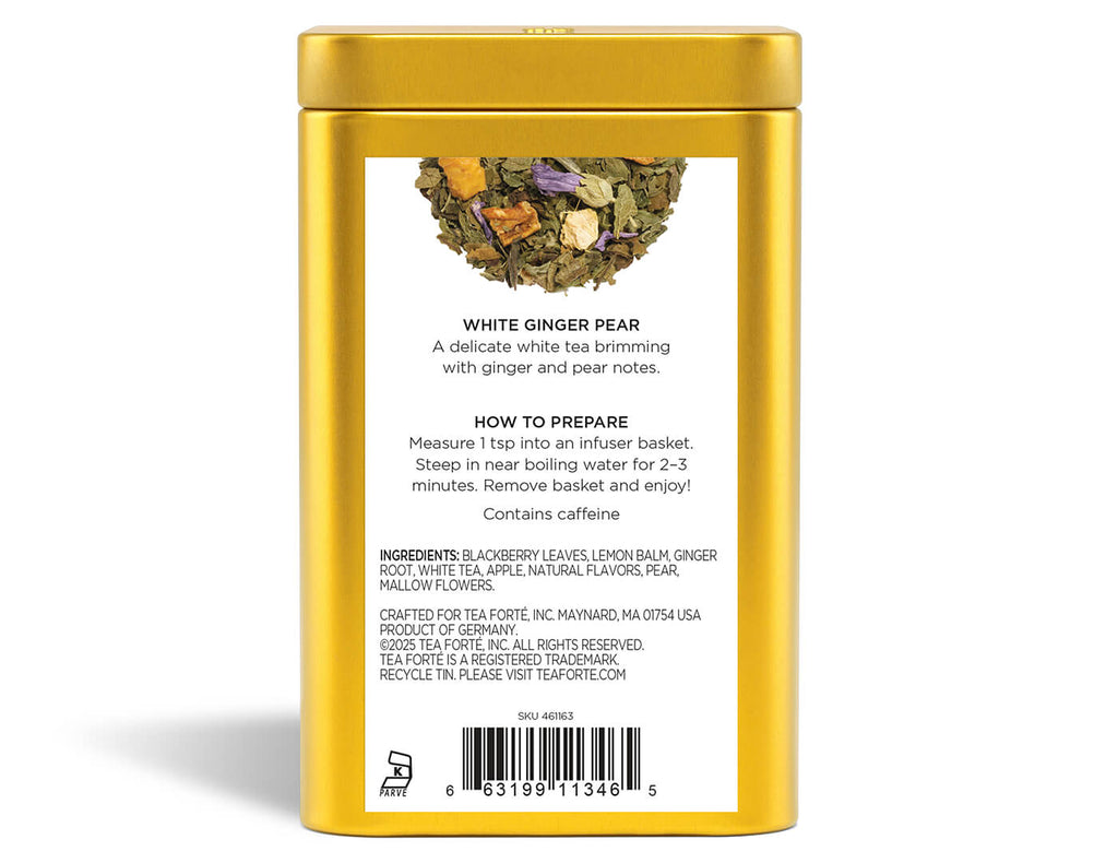 White Ginger Pear Loose Leaf Tea Canister